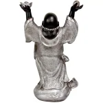 Oriental Furniture 17 in. Standing Prosperity Dancing Buddha Statue - Silver & Black thumbnail 2