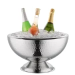 Elegance 3 Gal. Hammered Stainless Steel Double Wall Insulated Punch Bowl thumbnail 2