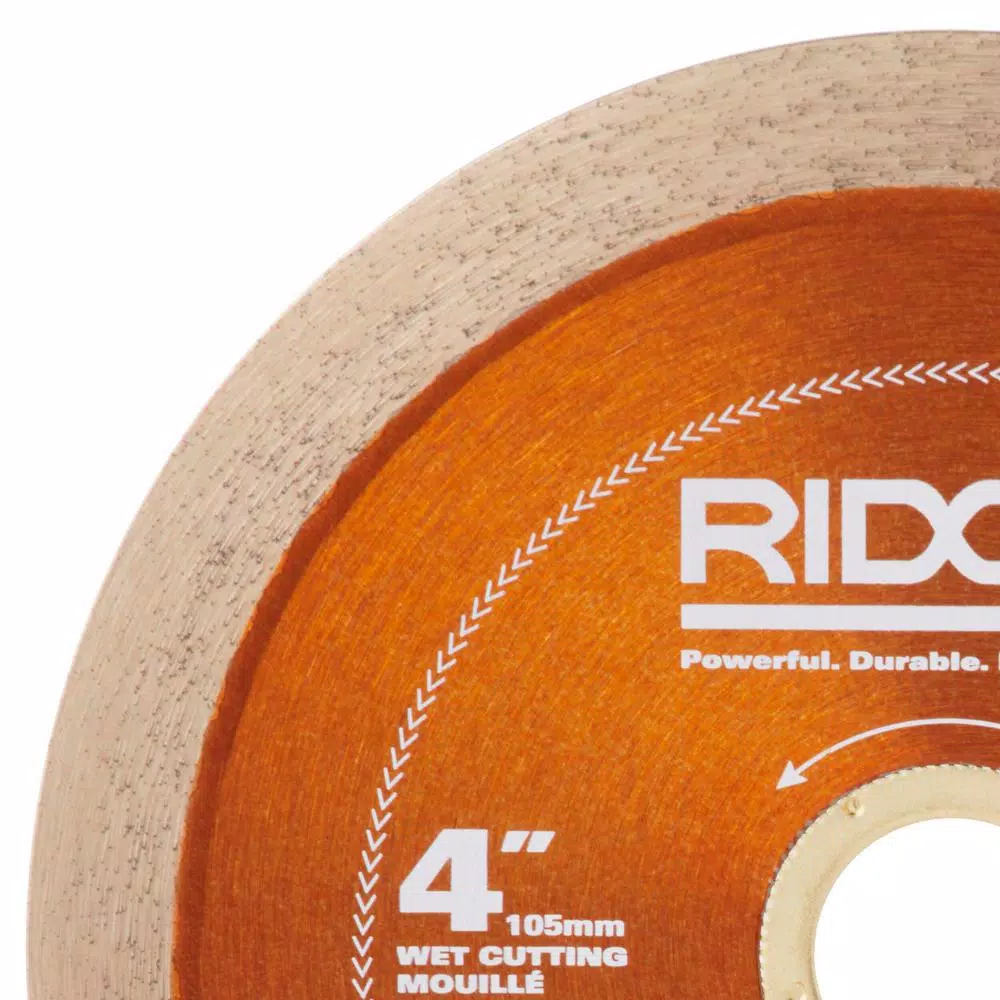 RIDGID 4 in. Glass Tile Diamond Saw Blade with 7/8 in., 5/8 in., and 20mm Adapters