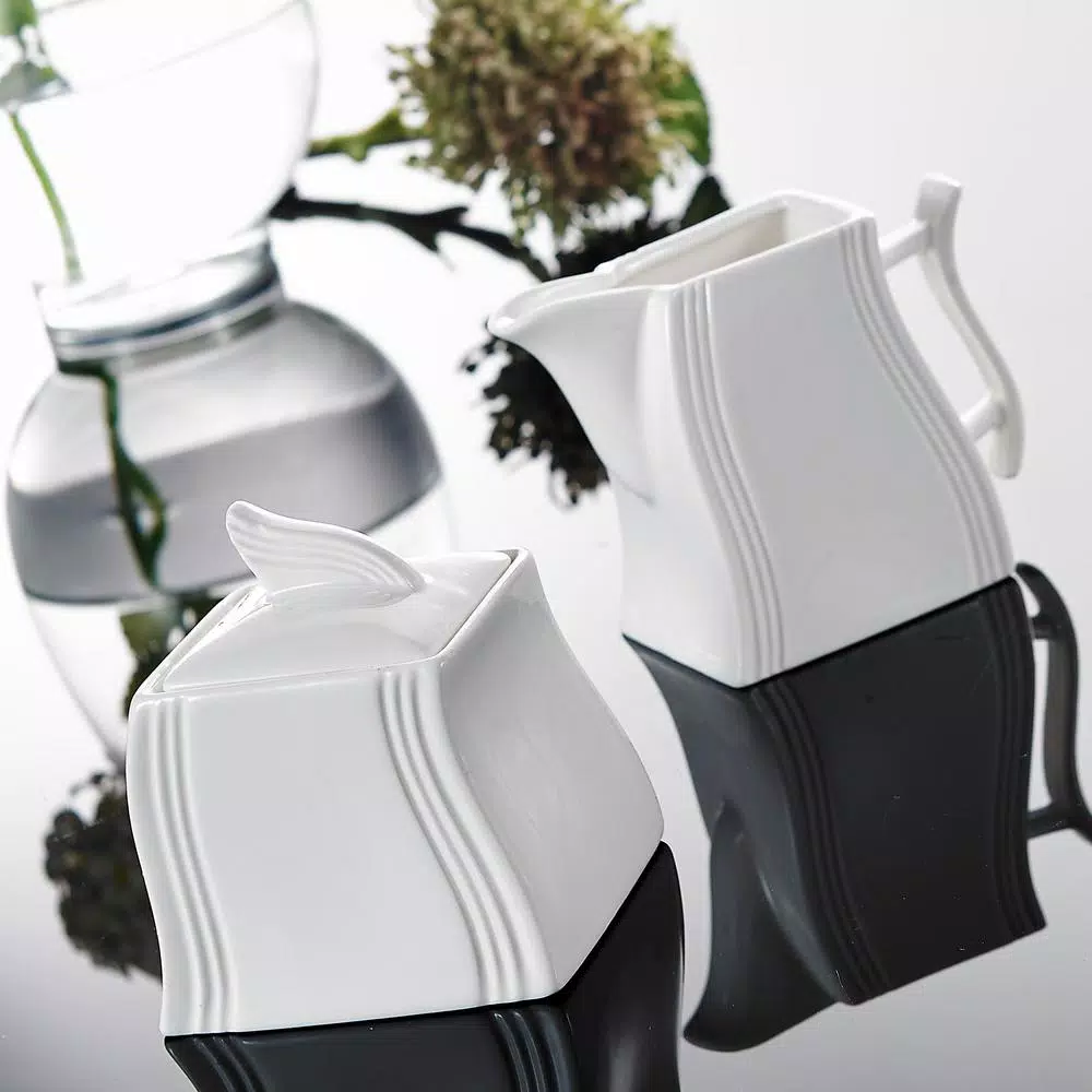 MALACASA White Porcelain Creamer Jug and Sugar Jar Set (2-Piece)