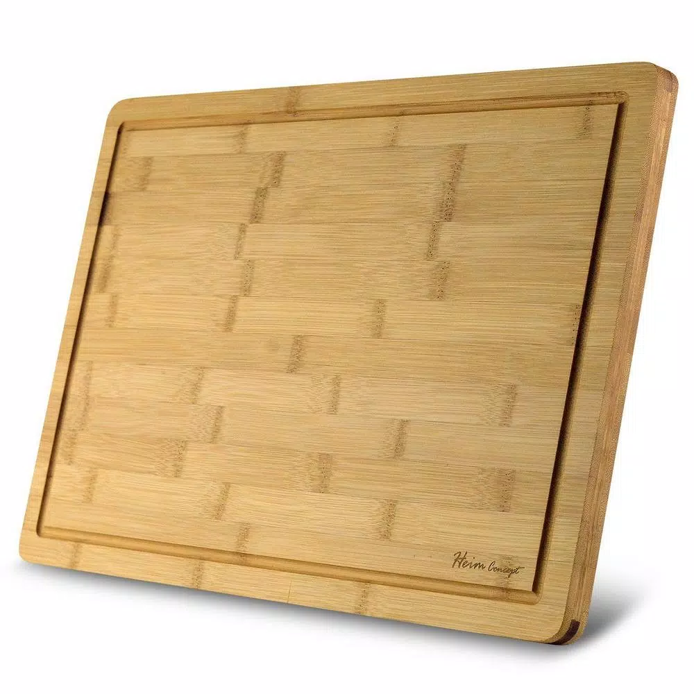 Heim Concept Premium Bamboo Cutting Board and Serving Tray with Drip Groove, 18 x 12 in