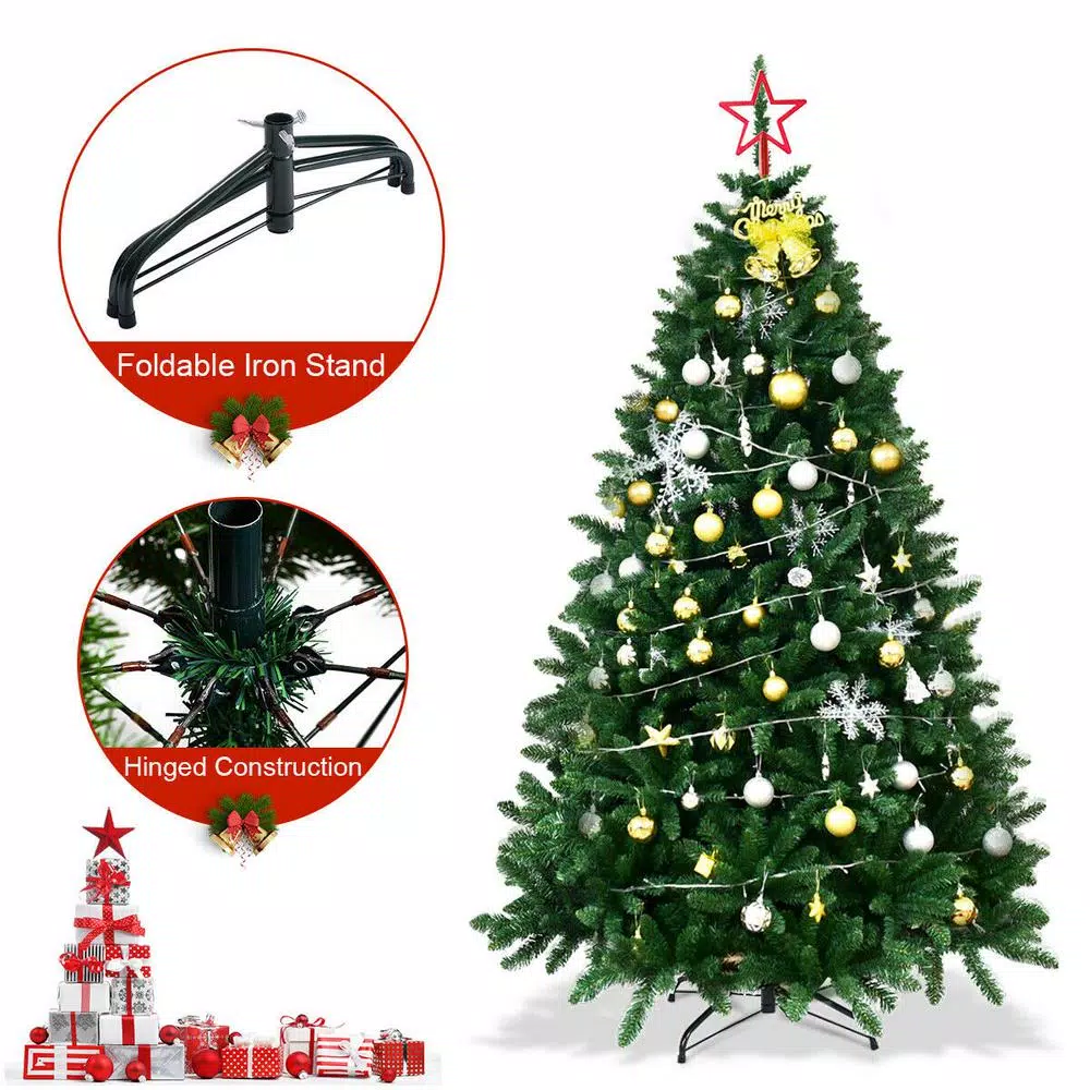 Costway 6 ft. Unlit Douglas Full Fir Artificial Christmas Tree with 1355 Tips