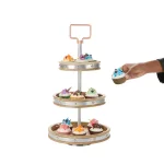 Mind Reader Products 3-Tier Silver Cake Stand with Handle, Galvanized Steel Dessert Display thumbnail 4