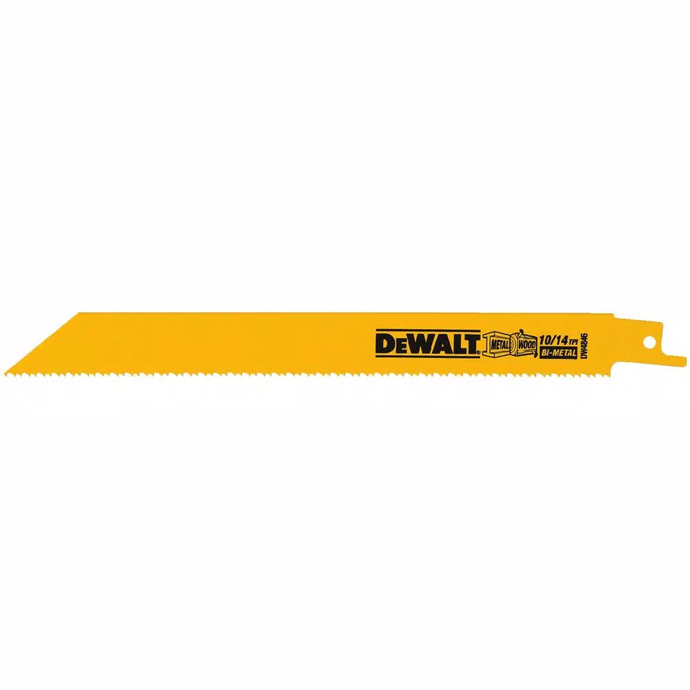 DEWALT 8 in. Bi-Metal Reciprocating Saw Blades, 10/14 TPI, Straight Back, 5-Pack