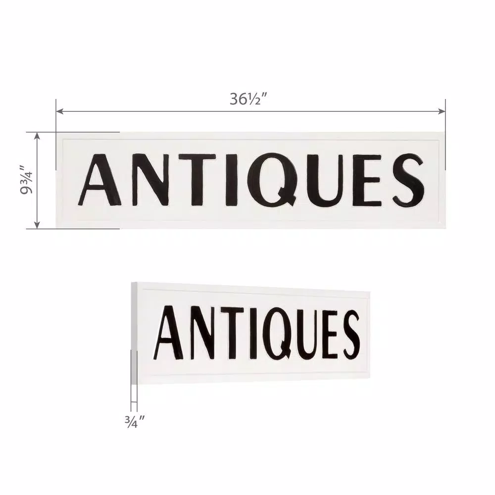 Pinnacle Rustic Antiques White Metal Wall Sign - 36.5 in. x 9.75 in. Farmhouse Tin Enamel Decor