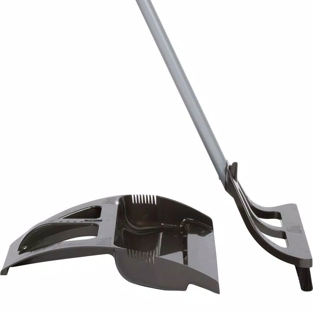 WISP 3-Piece Broom and Dustpan Set with Telescoping Handle and Bristle Seal Technology - Gray