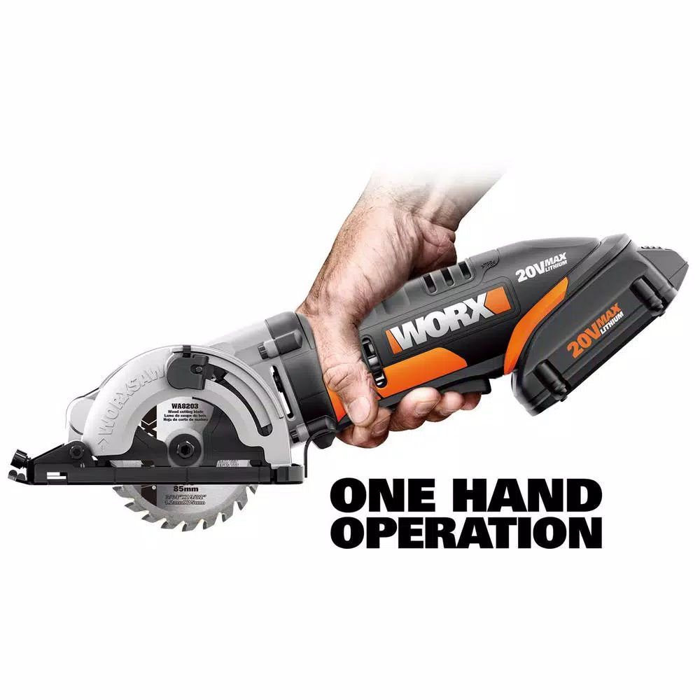 Worx POWER SHARE 20V Cordless 3-3/8 in. Compact Circular Saw Kit