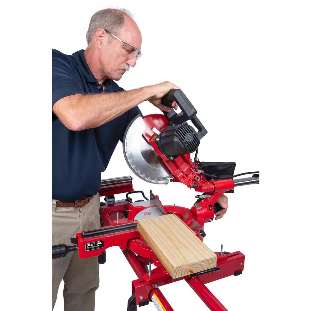 General International 10 in. Sliding Compound Miter Saw with Laser Guidance, 15 Amp, 1800W