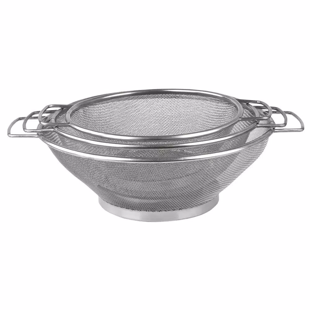 Home Basics 3-Piece Stainless Steel Mesh Colander Set, Gray