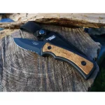 Camillus Mountaineer 4 in. Carbonitride Titanium Drop Point Fixed Blade Knife with Burlwood Accent Handle thumbnail 5