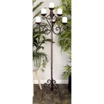 LITTON LANE 61 in. Brown Iron Scroll Design 7-Light Candelabra Floor Stand thumbnail 5