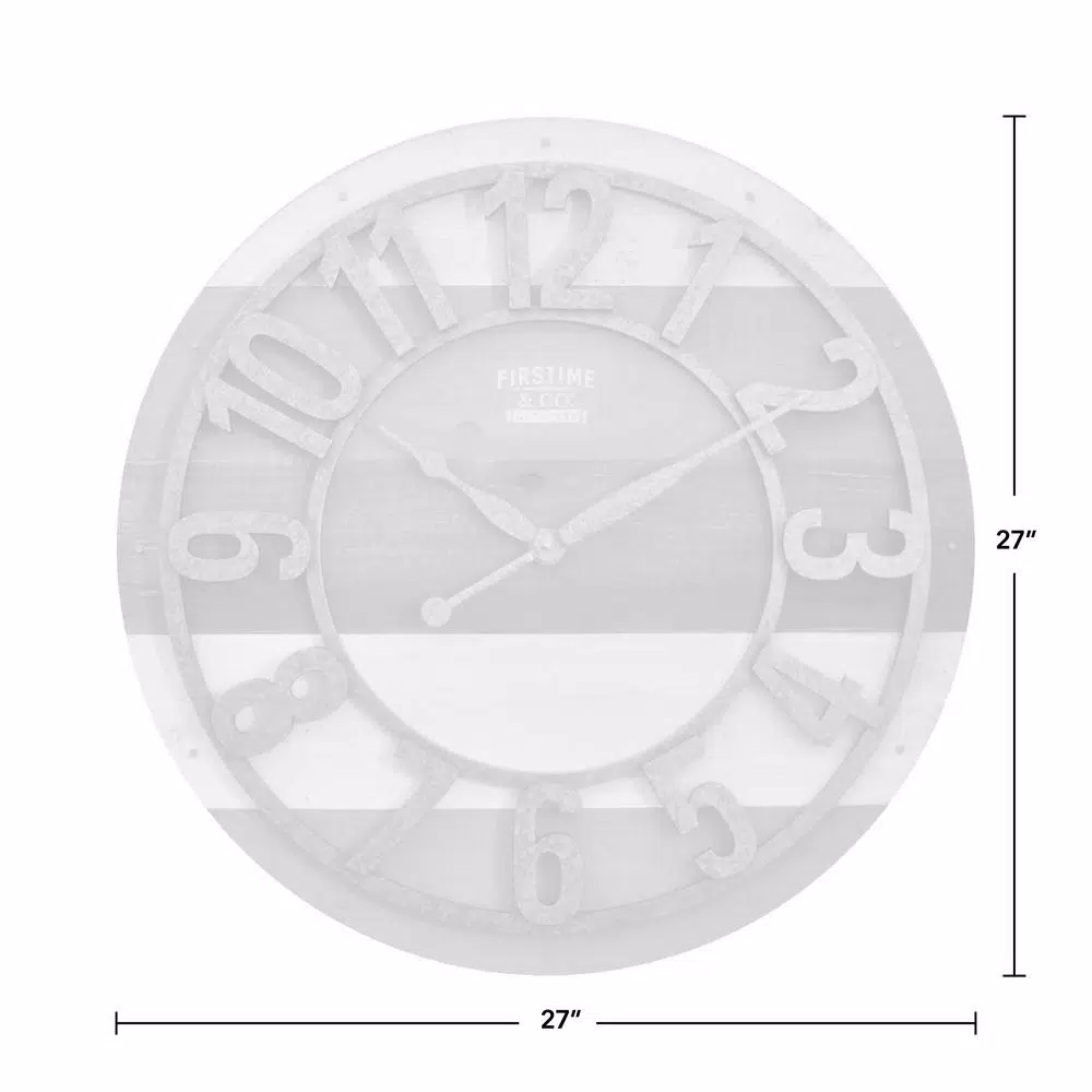 FirsTime and Co. 27 in. Shabby Planks Wall Clock, Rustic Wood Design