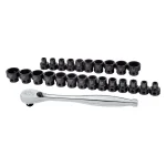 SUNEX TOOLS 3/8 in. Drive Low Profile SAE and Metric Impact Socket Set with 80-Tooth Chrome Ratchet thumbnail 2