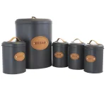 MegaChef 5-Piece Metal Kitchen Canister Set with Lids, Gray thumbnail 3