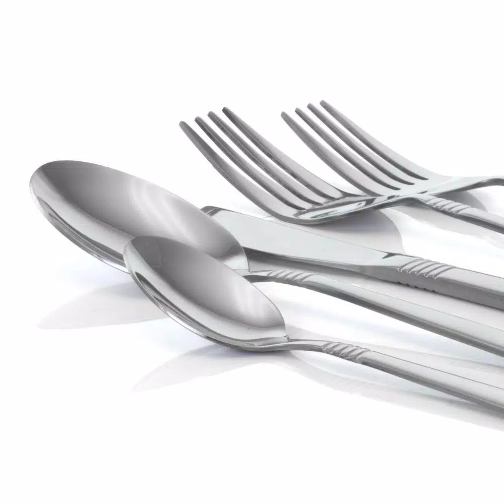 MegaChef Cravat 20-Piece Silver Stainless Steel Flatware Set, Service for 4