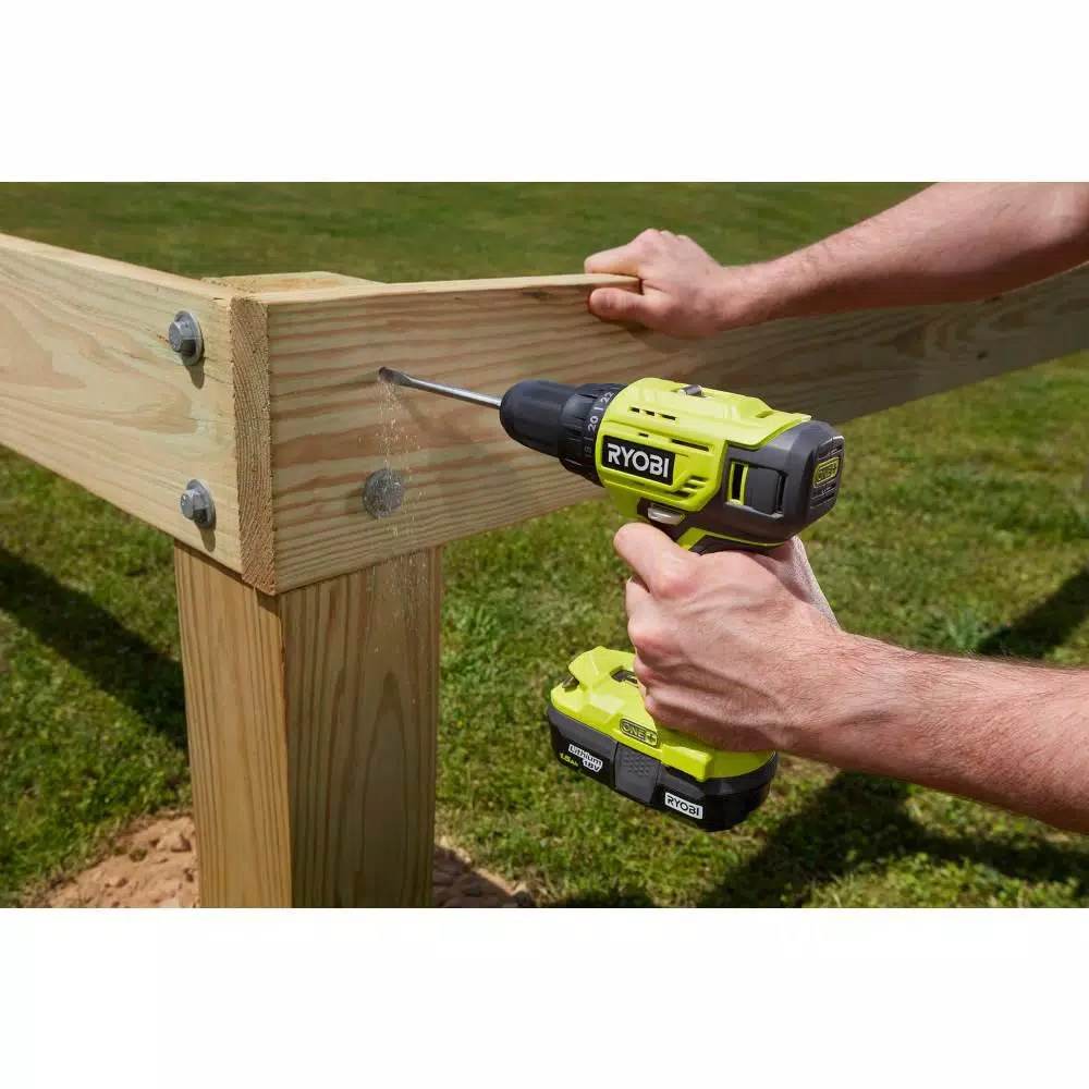 RYOBI ONE+ 18V Cordless 1/2 in. Drill/Driver Kit with 1.5 Ah Battery, Charger, and 20-Piece Impact Rated Driving Kit