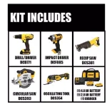 DEWALT 20V MAX Cordless 5-Tool Combo Kit with 4.0Ah & 2.0Ah Batteries, Charger, Grinder & Tool Bag thumbnail 2