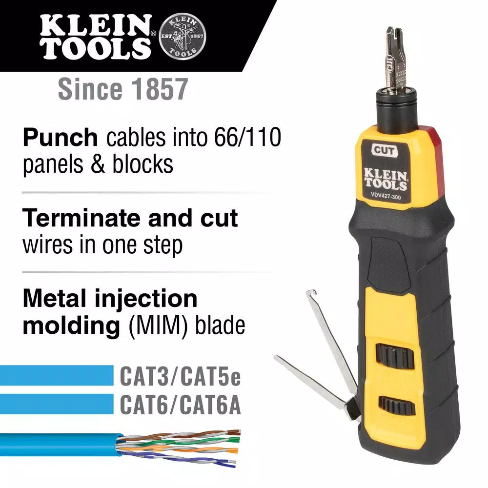 Klein Tools Impact Punch Down Tool with 66/110 MIM Precision Blade for CAT3, CAT5e, CAT6/6A