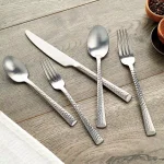 Skandia Vale 20-Piece Hammered Stainless Steel Flatware Set, Service for 4 thumbnail 2
