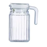 Luminarc Quadro Glass Jug with White Lid, 16.75 oz. Small Pitcher thumbnail 1
