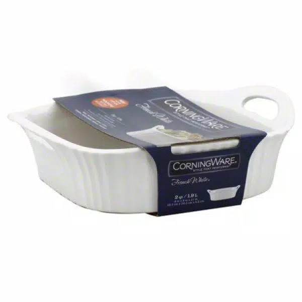 Corningware French White 2 Qt. Square Stoneware Baker, 8 in. x 8 in.