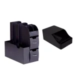 Mind Reader Black Coffee and Condiment Organizer with Integrated Sleeve Dispenser, Compact Space-Saving Design thumbnail 1