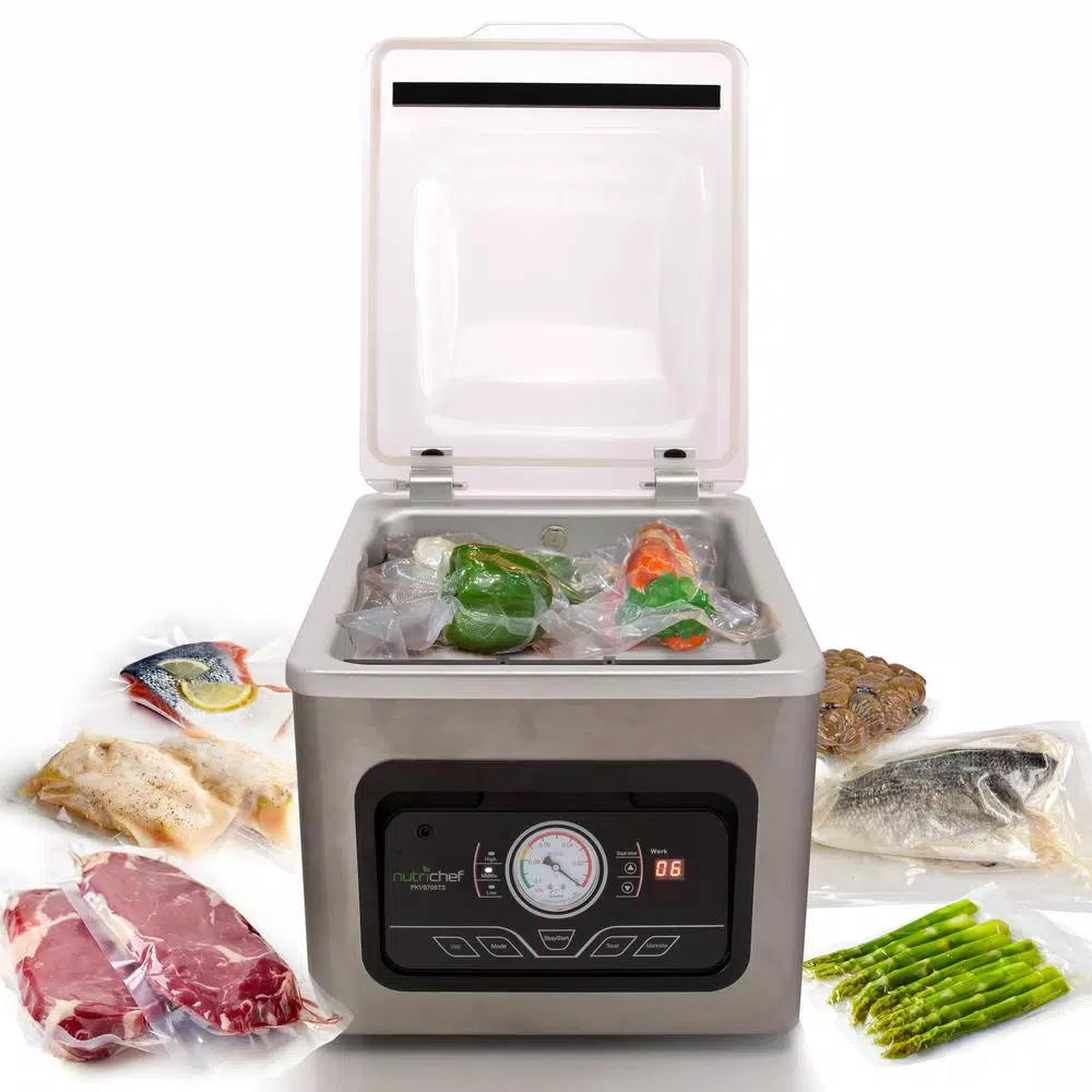 NutriChef White Chamber Food Vacuum Sealer System - Commercial Stainless Steel Electric Air Seal Preserver