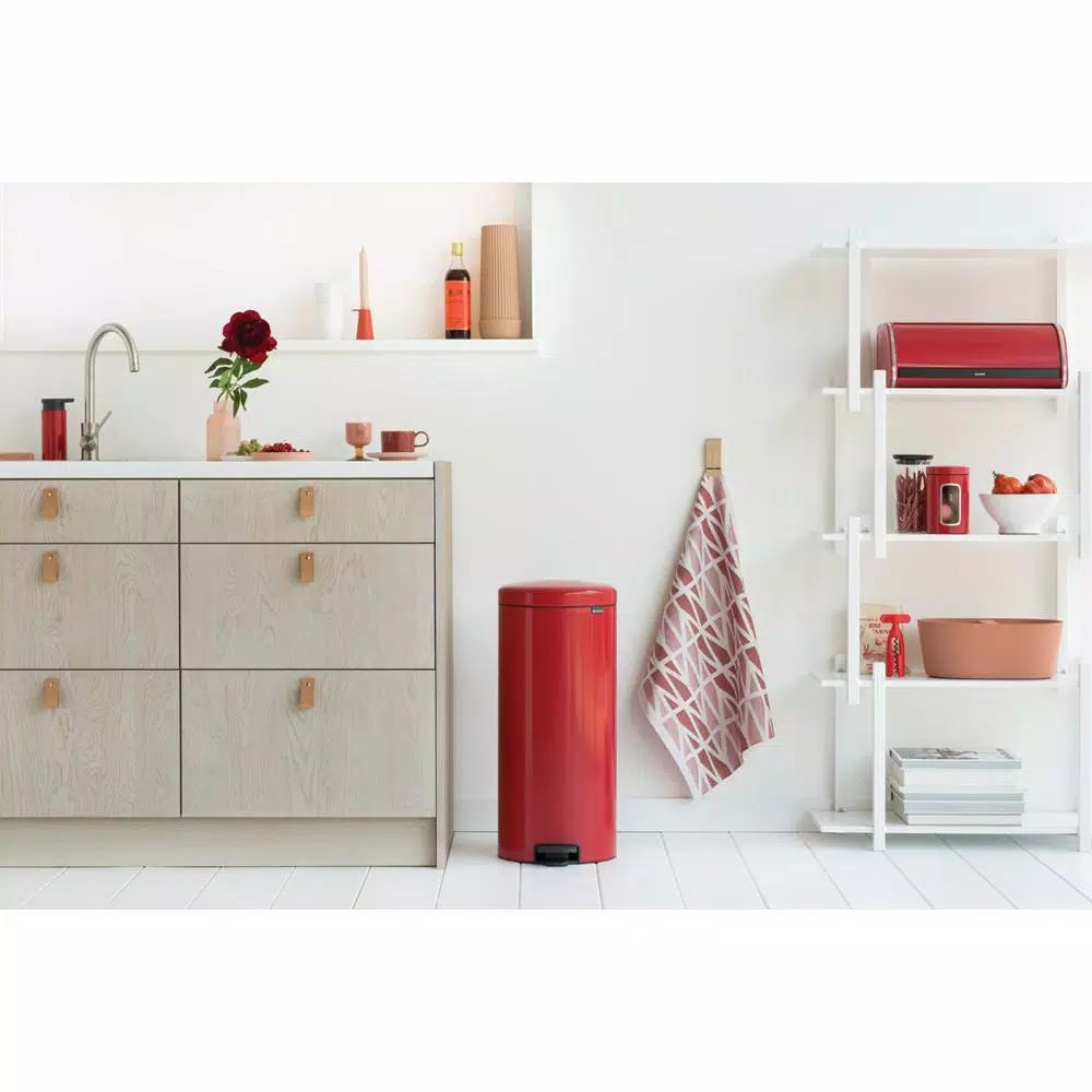Brabantia Icon 8 Gallon Steel Step-On Trash Can - Passion Red