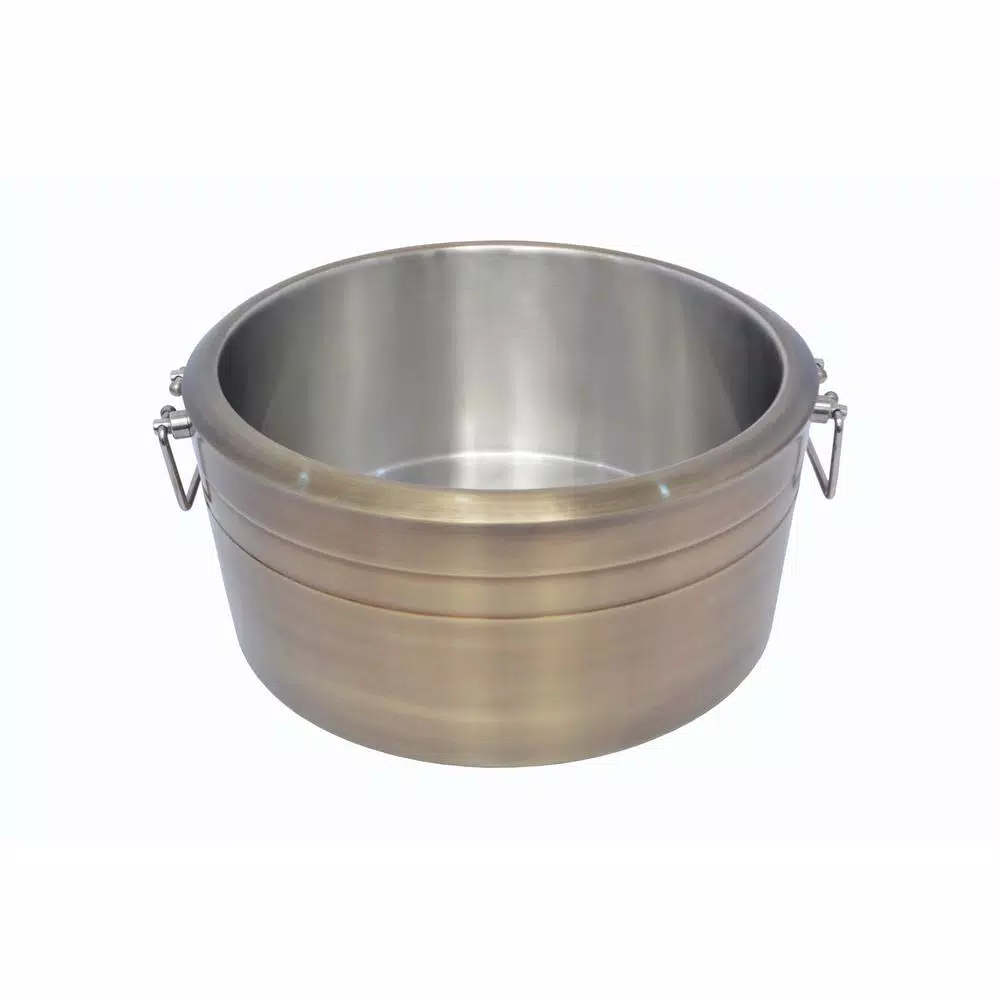 Unbranded 6.5 Gal. Brushed Gold Stainless Steel Double Wall Beverage Tub with Grip Handles