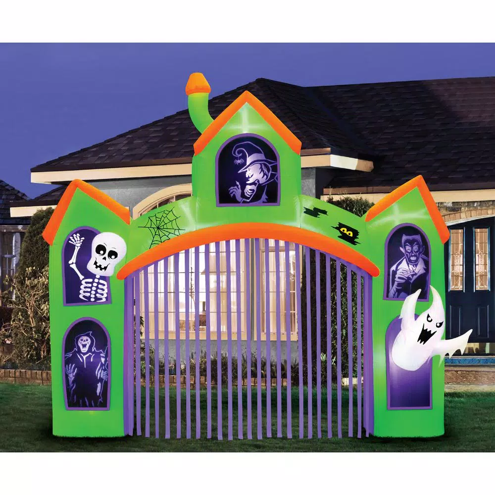 Unbranded 12-ft. Inflatable Haunted Archway with Projection Silhouette Halloween Decor