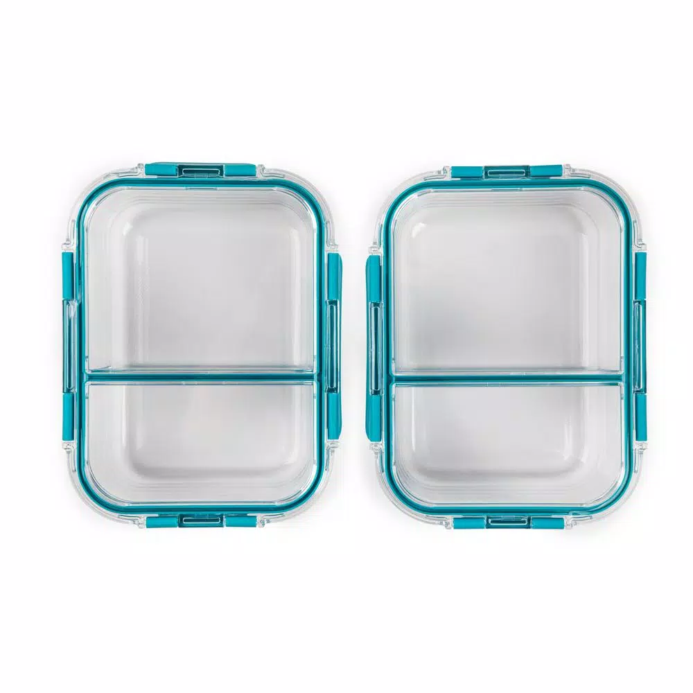 Manna TruDivide 46 oz. Glass Food Storage Container with 2-Compartment Leakproof Lid (2-Pack)