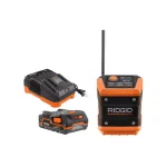 RIDGID 18V Cordless Compact Bluetooth Radio with Radio App, 1.5 Ah Battery & Charger Kit thumbnail 1