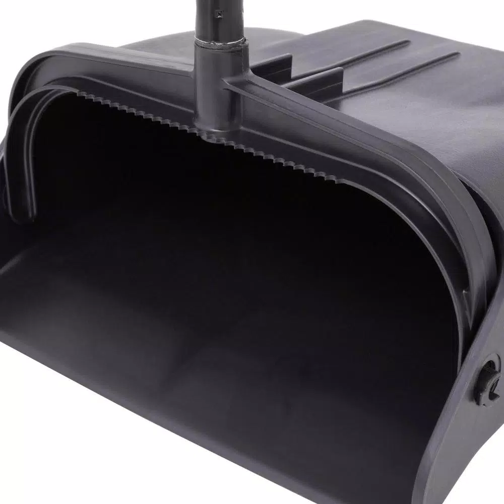 Continental 12 in. Upright Lobby Dust Pan with Vinyl-Coated Steel Handle, Black