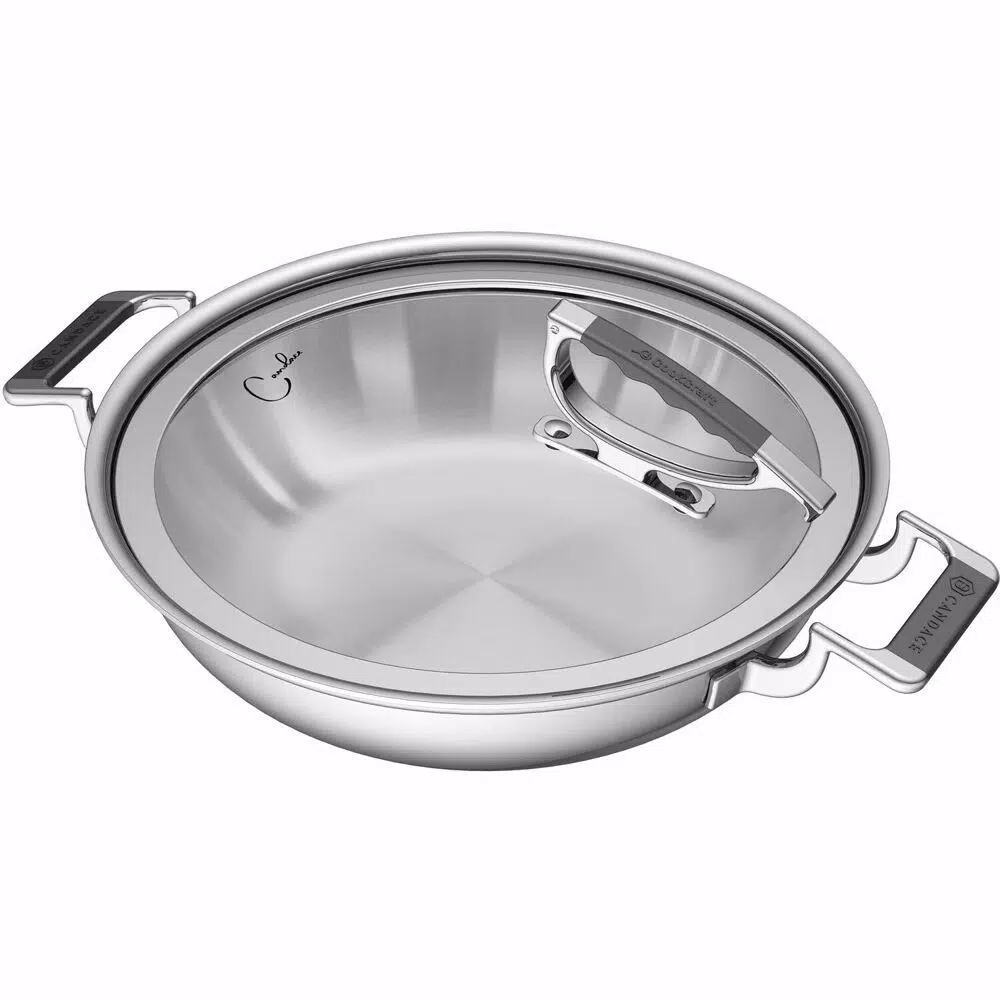 CookCraft by Candace 3 Qt. Tri-Ply Stainless Steel Casserole Pan with Patented Latch Glass Lid