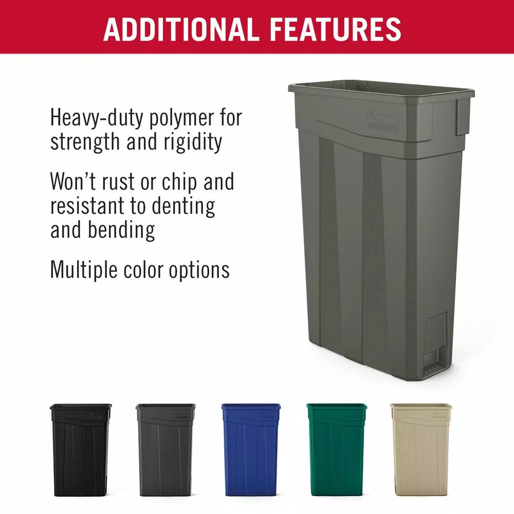 Suncast Commercial 23 Gallon Slim Resin Trash Can, Sand