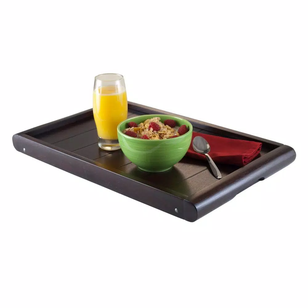 Winsome Elise Bed Tray with U-Leg Design and Wainscoting Top, Dark Espresso