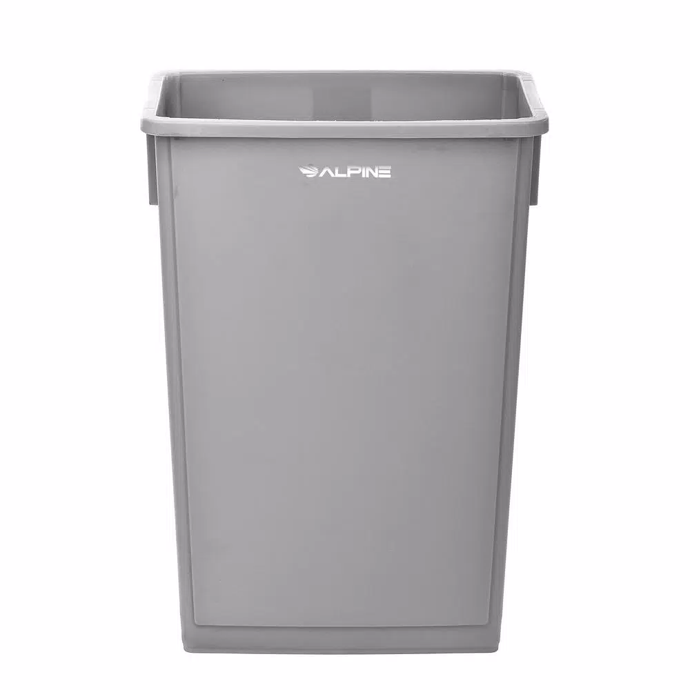 Alpine Industries 23 Gal. Gray Commercial Waste Basket Trash Can