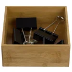 Unbranded Bamboo Drawer Organizer - 6 x 6 x 2.5 in. Rustic Wooden Storage Box for Office, Bathroom, and Kitchen thumbnail 2