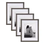 DesignOvation Gallery Wood Photo Frame Set, 4-Pack, Gray, 11x14 matted to 8x10 thumbnail 1