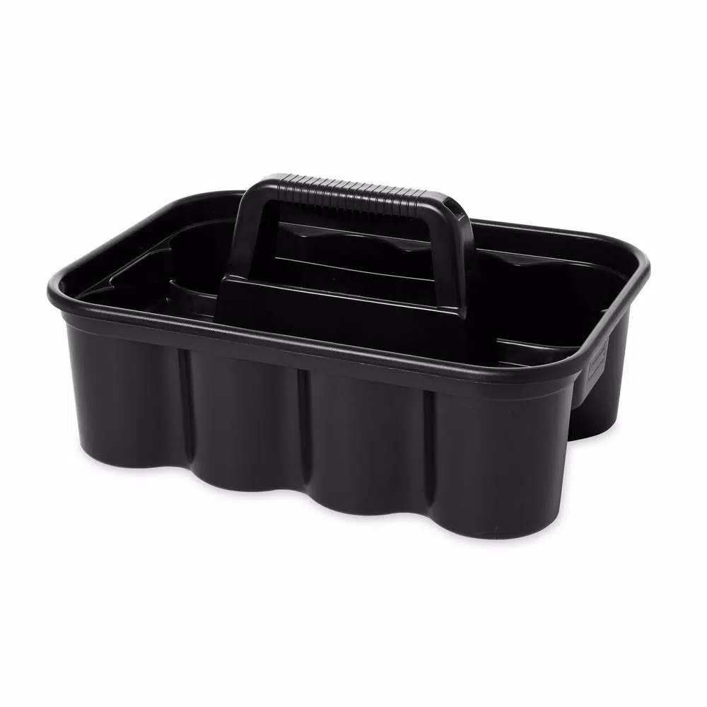 Rubbermaid Commercial Products Rubbermaid Deluxe Black Plastic Carry Caddy for Cleaning Supplies and Tools