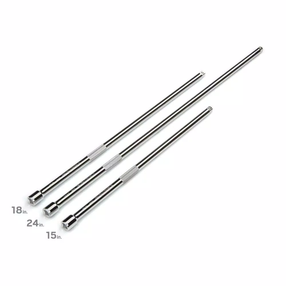 TEKTON 3/8 in. Drive Long Extension Bar Set, 15, 18, 24 in. (3-Piece)