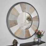 FirsTime Adler Rustic Wood Round Accent Mirror, 31.5 in. Farmhouse Style thumbnail 1