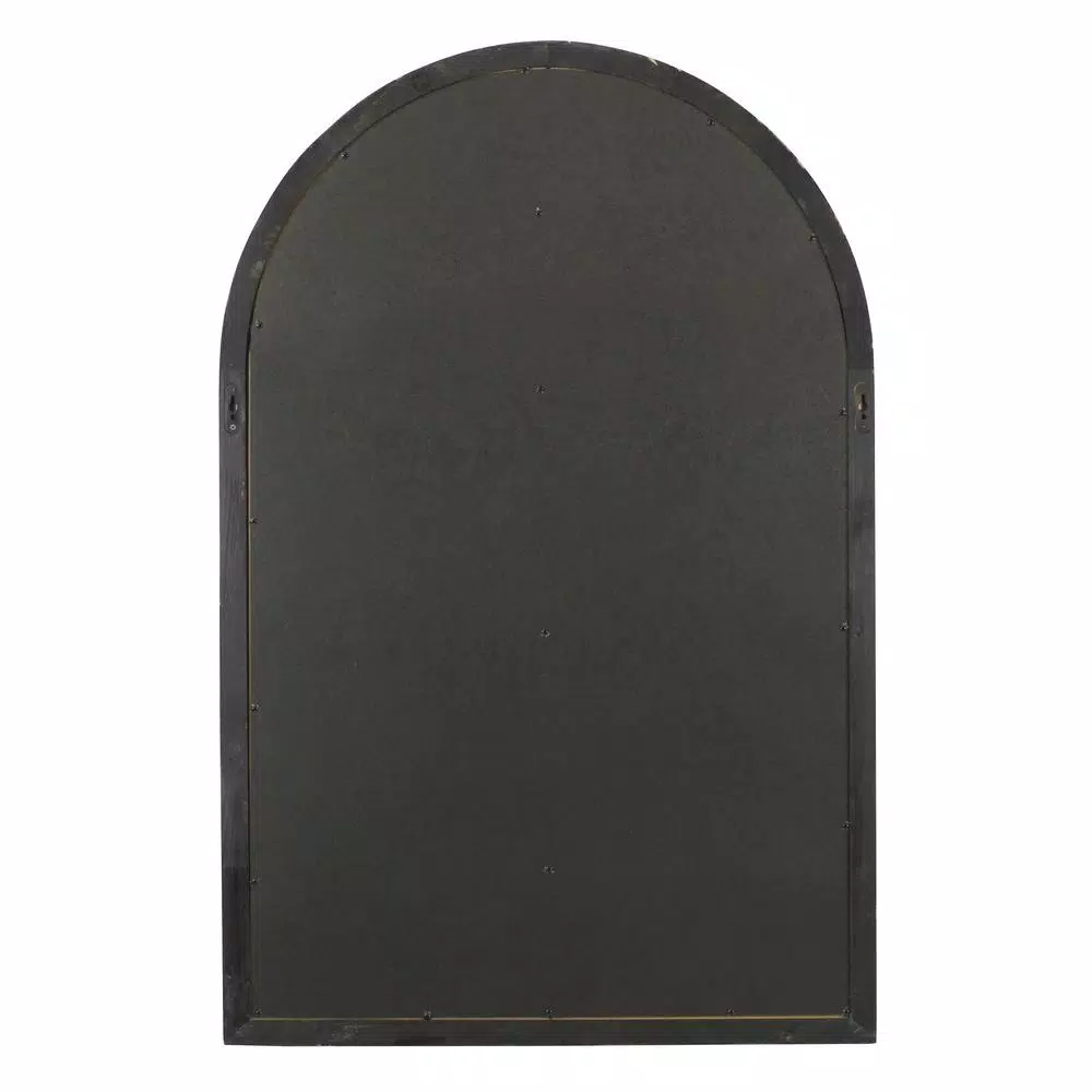 Aspire Home Accents Pueblo Large Arch Windowpane Accent Mirror with Hooks, Distressed Chestnut and Blue-Gray Wood Frame