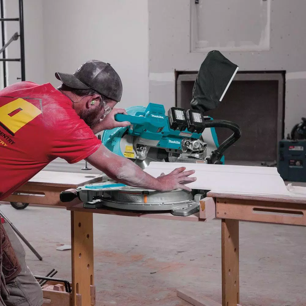 Makita 10 in. Dual-Bevel Sliding Compound Brushless Cordless Miter Saw with Folding Stand Kit
