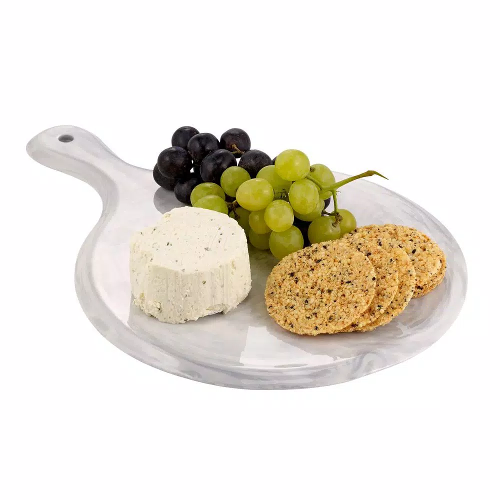Over and Back Marble Grey Porcelain Round Serving Board