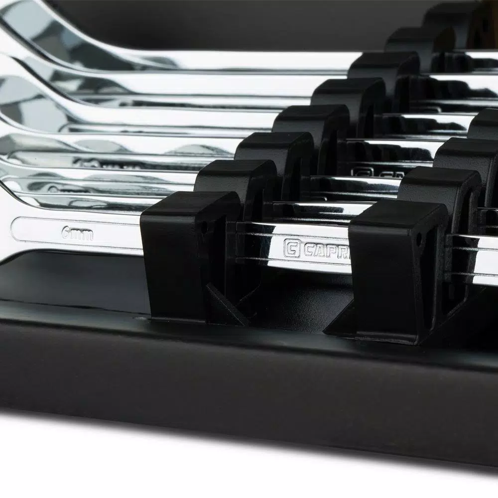 Capri Tools Metric Super-Thin Open End Wrench Set, 7-Piece, Chrome Vanadium Steel
