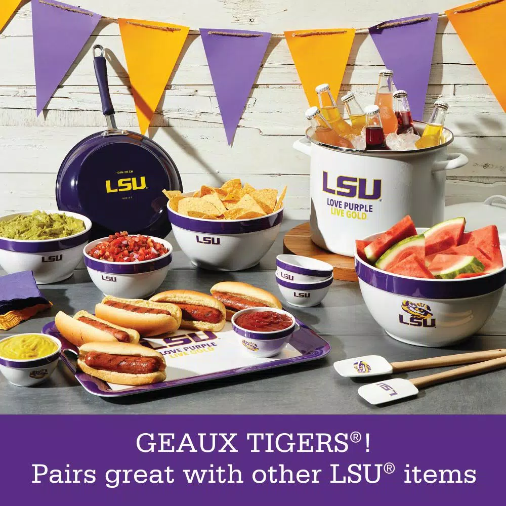 College Kitchen Collection LSU Tigers 3-Piece Nesting Party Bowl Set, Purple Melamine Serving Bowls