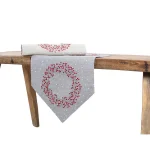 Manor Luxe Xia Home Fashions 16 x 36 in. Holly Berry Wreath Embroidered Christmas Table Runner, Gray thumbnail 2
