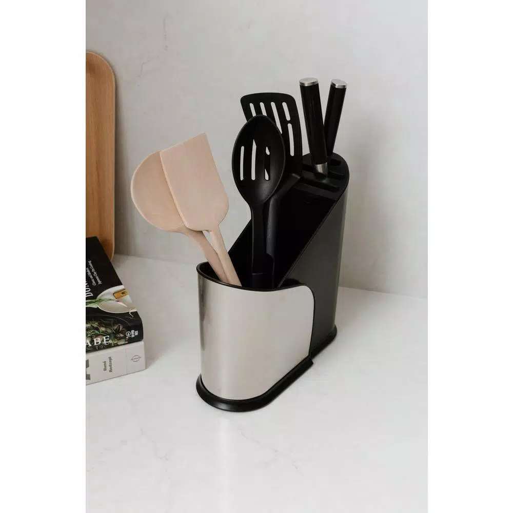 Umbra Furlo Expanding Utensil Holder and Knife Organizer, Black/Nickel