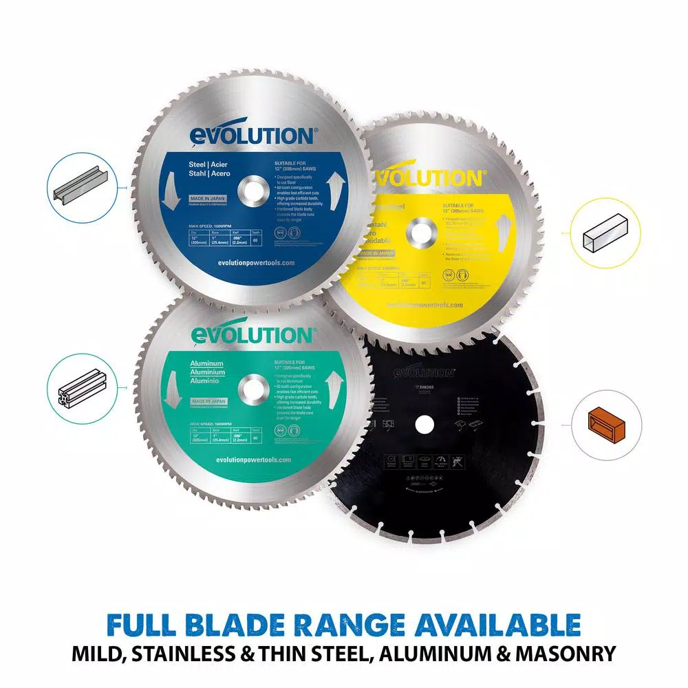 Evolution Power Tools Evolution 12 in. 60-Teeth Carbide Metal Cutting Saw Blade for Mild Steel